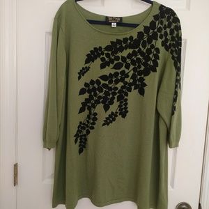 Bob Mackie Wearable Art Olive Sweater in size 3X